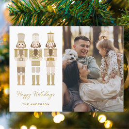 GULD NUTCRACKERS MED PHOTO CHRISTMAS VYKORT
