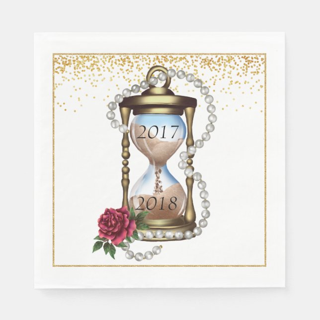 Guld Nyårsafton Cocktail Napkins Pappersservett (Framsidan)