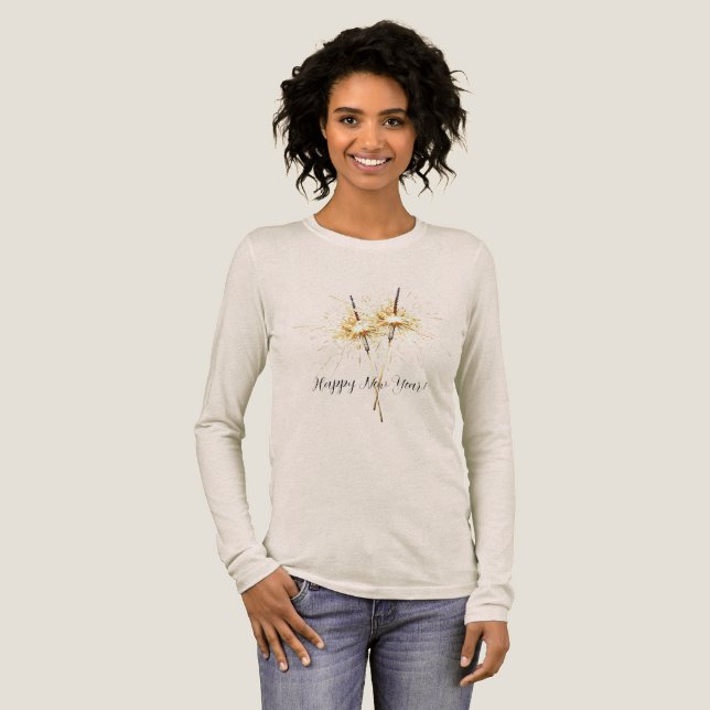 Guld nyårsafton firande gnistor t shirt (Hel framsida)