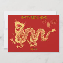 Guld Nyårsdrake 2024 Kinesisk