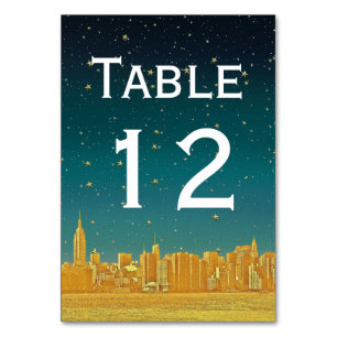 Guld NYC Wide Skyline Etch Dusk Starry DIY BG Bordsnummer