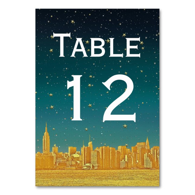 Guld NYC Wide Skyline Etch Dusk Starry DIY BG Bordsnummer (Baksidan)