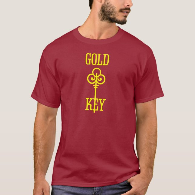 Guld Nyckel Tecknad Logotyp Apparat för  Tee Shirt (Framsida)
