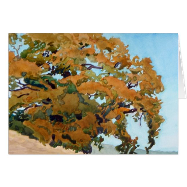 Guld- Oak Hälsningskort (Framsidan Horizontal)