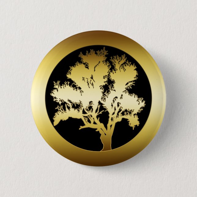 GULD- OAKTRÄD KNAPP (Framsida)