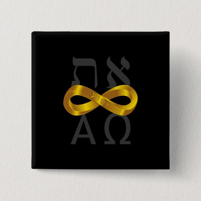 Guld- oändlighetssymbol. Aleph Tav - alfabetiska Knapp (Framsida)