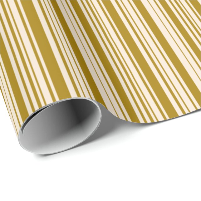 Guld och antika vita ränder presentpapper (Rullad Hörn)