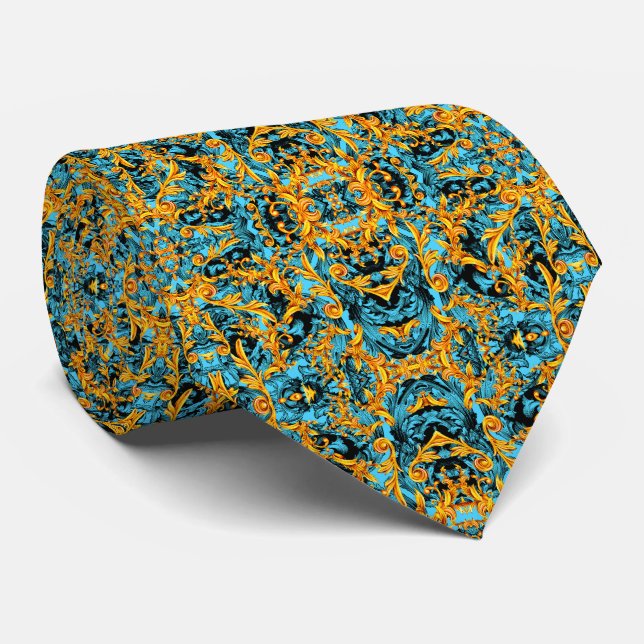 GULD OCH AQUA ITALIAN BAROQUE PRINT MANAR SLIPS (Rullad)
