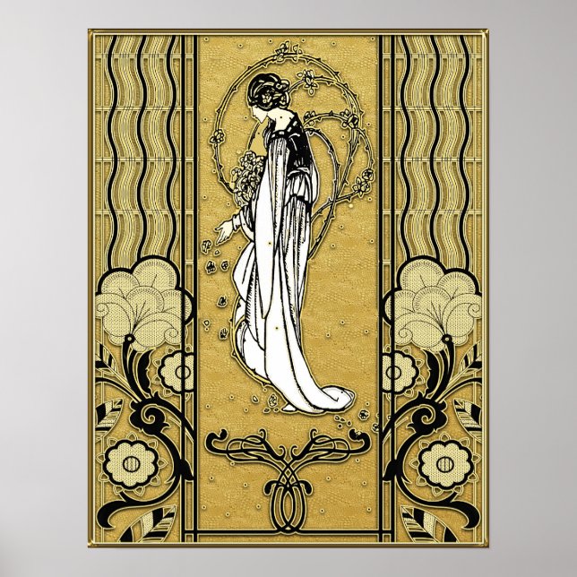 Guld och Art nouveau Poster. Poster (Framsidan)