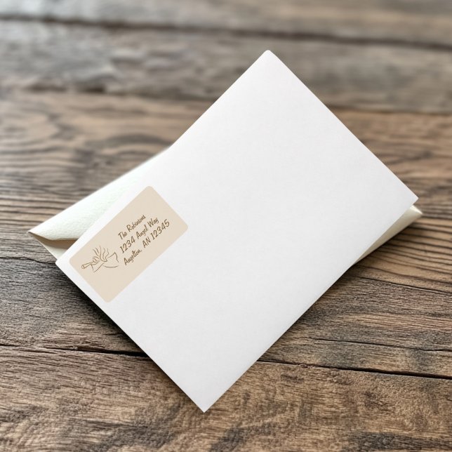 Guld och Beige Angel Returadress Adressetikett (Elegant Anger Return Address Label )