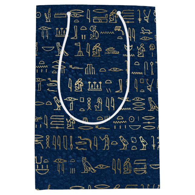Guld och blå egyptiska Hieroglyfer Mönster (Framsidan)