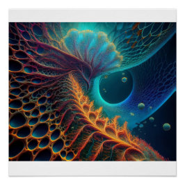 Guld och Blå Fern Perfect Poster