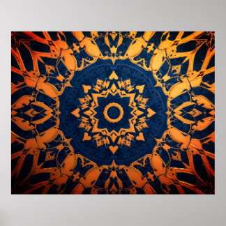 Guld och blå gobeläng på en modern väggposter poster