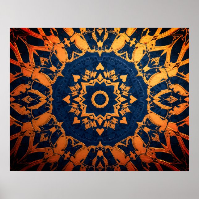 Guld och blå gobeläng på en modern väggposter poster (Framsidan)