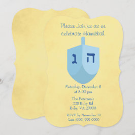 Guld och blå Hannukafirande Inbjudningar