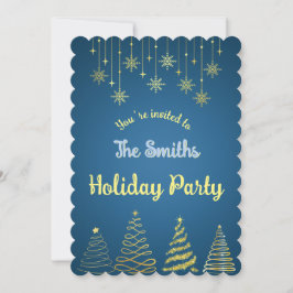 Guld och blå Helgdag Inbjudningar