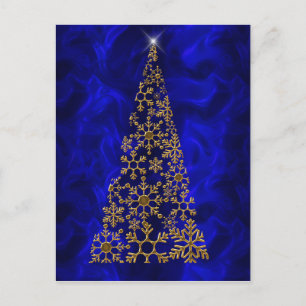 Guld och blå modern jul helg vykort