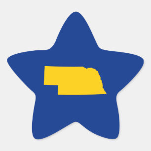 Guld och Blå Nebraska Stjärnformat Klistermärke