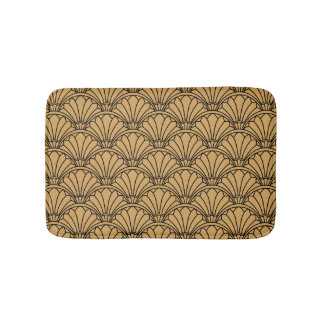 Guld och Black Art Deco Fläkt Flower Motif Badrumsmatta