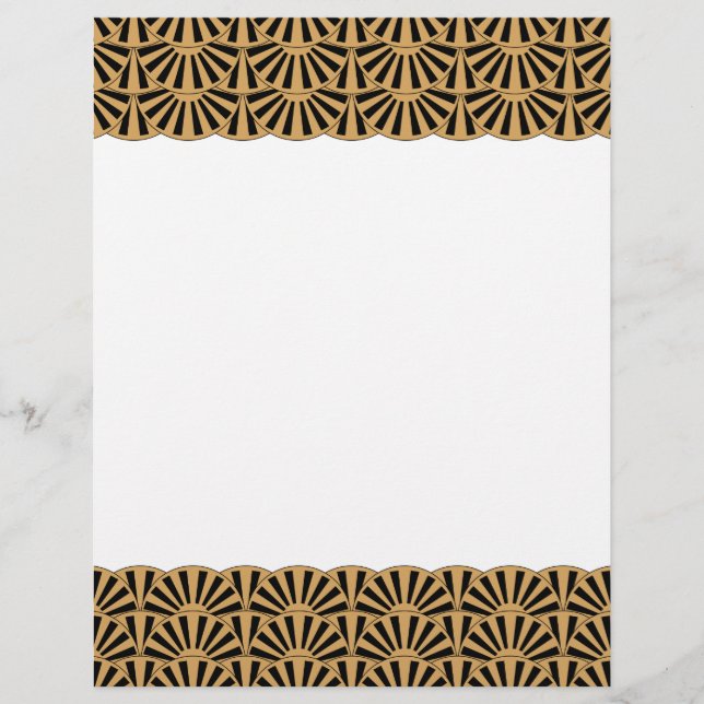 Guld och Black Art Deco Fläkt Flowers Motif (Framsida)
