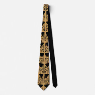 Guld och Black Art Deco Mönster Slips