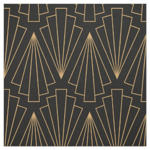 Guld och Black Art Deco Mönster Tyg
