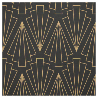 Guld och Black Art Deco Mönster Tyg
