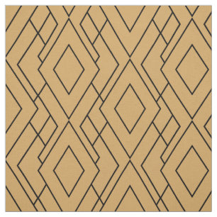 Guld och Black Art Deco Mönster Tyg