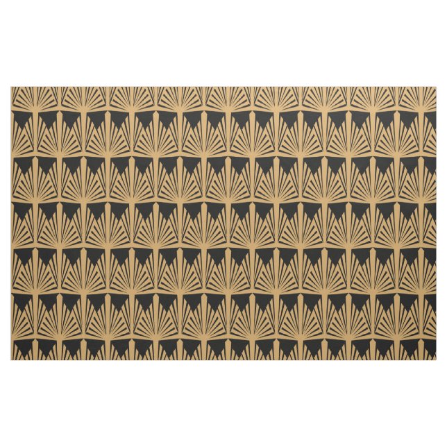 Guld och Black Art Deco Mönster Tyg (Fat Quarter)