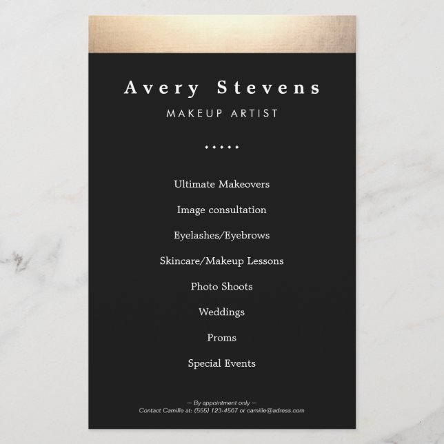 Guld och Black Beauty Salon Promotional Flygblad (Framsidan)