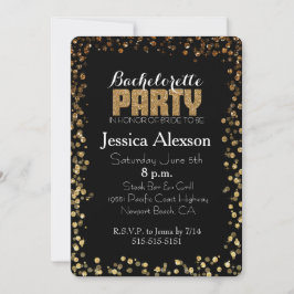 Guld och Black Bokeh Glitter Bachelorette Inbjudningar