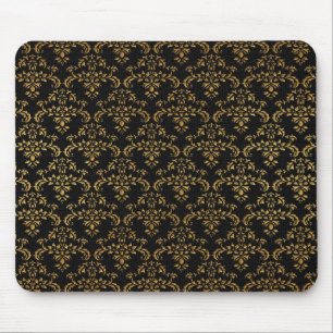Guld och Black Damask Musmatta