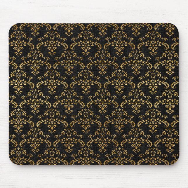 Guld och Black Damask Musmatta (Framsidan)