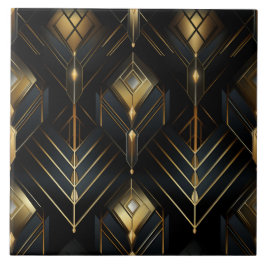 Guld och Black Deco, Chiaroscuro, Isometric Kakelplatta