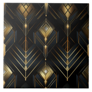 Guld och Black Deco, Chiaroscuro, Isometric Kakelplatta