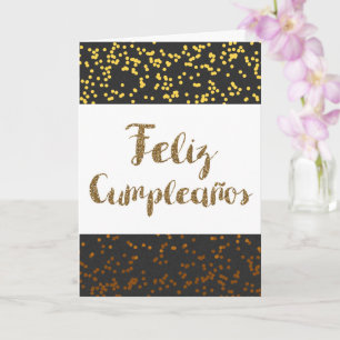 Guld och Black Feliz Cumpleanos Kort