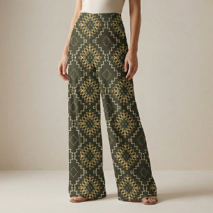 Guld och Black Geometric Oriental Arabesque Tyg