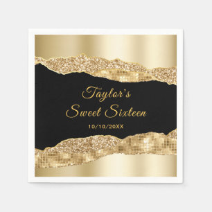 Guld och Black Glam Tårar Sweet sixteen Pappersservett