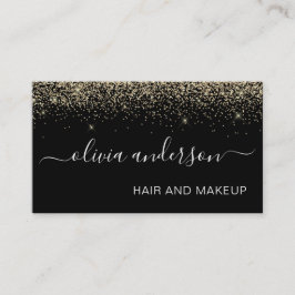 Guld och Black Glitter Hair Makeup Salon Visitkort