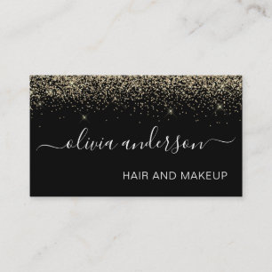 Guld och Black Glitter Hair Makeup Salon Visitkort