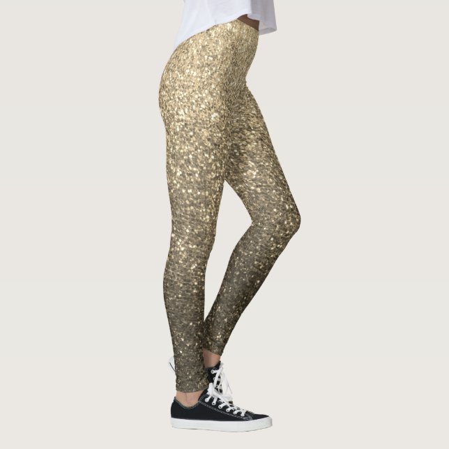 Guld och Black Glitter Ombre Sparkles Yoga Leggings (Höger)