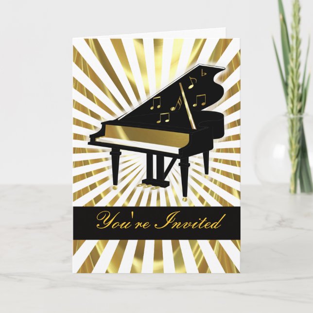 Guld och Black Grand Piano Musik noter Inbjudan (Framsida)
