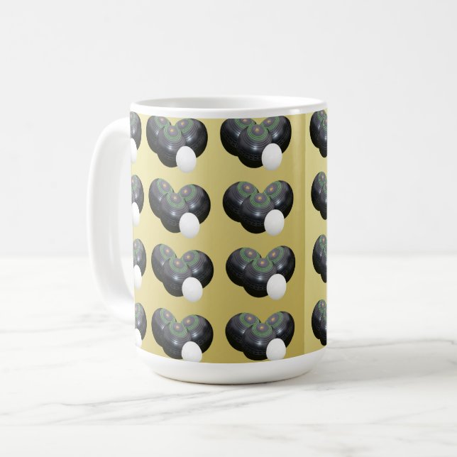 Guld och Black Gräsmatta Bowls Mönster, Kaffemugg (Framsida vänster)