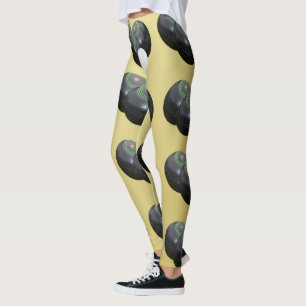 Guld och Black Gräsmatta Bowls Mönster, Leggings