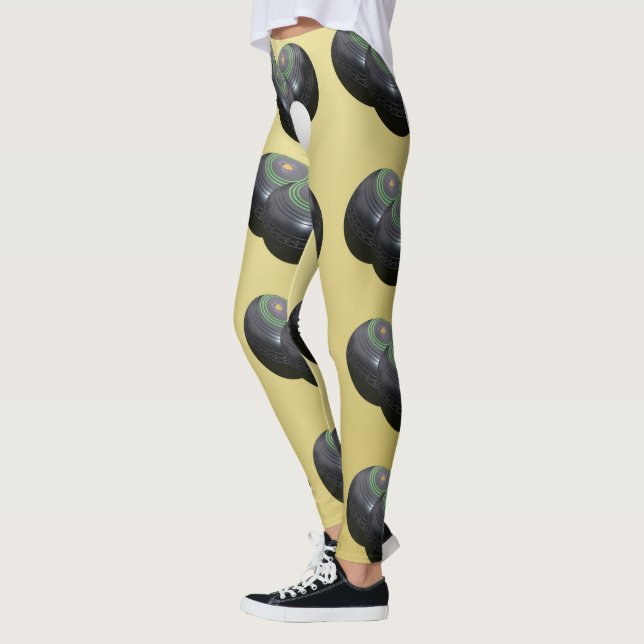 Guld och Black Gräsmatta Bowls Mönster, Leggings (Vänster)