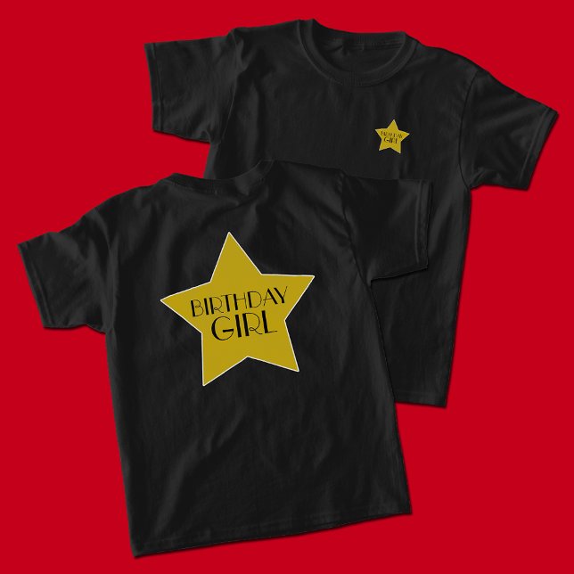 Guld och Black Hollywood Stars Birthday T Shirt (Skapare uppladdad)