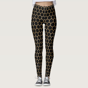 Guld och Black Honeycomb Leggings