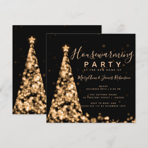 Guld och Black Houseworkteknik Party - jultider Inbjudningar
