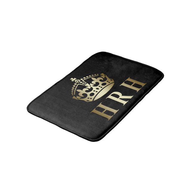Guld och Black HRH Royal Krona Badrumsmatta (Vinklad)