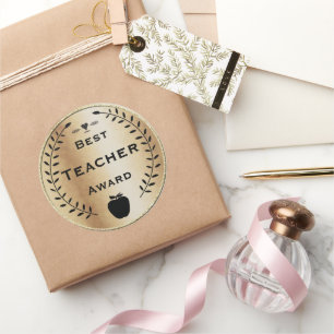 Guld och Black Laurel WandeBest Teacher Award Runt Klistermärke